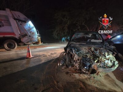 Colisão entre carro, caminhão e ônibus deixa ferida em Sobradinho
